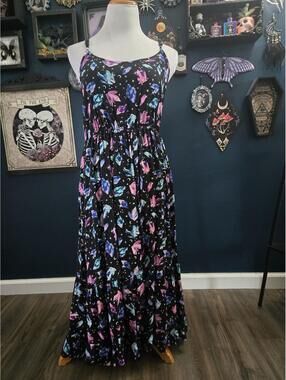 Hot topic witchy pink blue purple crystals maxi dress